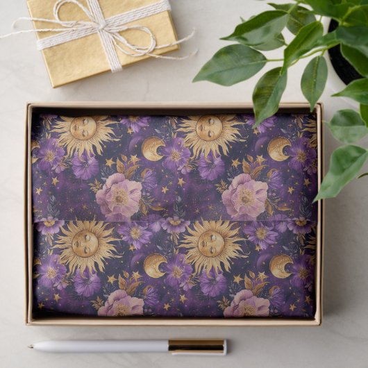 Papier Mousseline Soleil céleste violet et étoile (Cadeau)