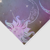 Papier Mousseline Soleil dessiné à la main stylisé face étoiles viol (Détail)