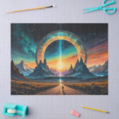 Papier Mousseline Soleil se lève à travers un stargate dans les mont (Artisanat)