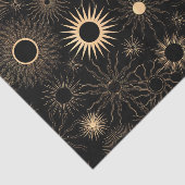Papier Mousseline Soleil stylisé or soleil burst noir texturé (Détail)