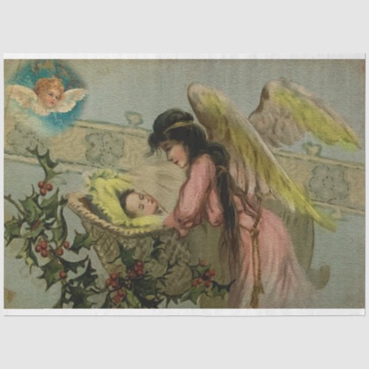 Papier Mousseline Sommeil Noël Bébé Ange (Recto)