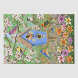 Papier Mousseline Songbirds Lily Garden Birdhouse