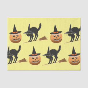 Papier Mousseline sorcière citrouille, chatte noire sorcière hallowe