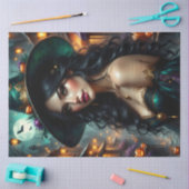 Papier Mousseline Sorcière d'Halloween avec Citrouilles et Goth (Artisanat)