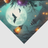 Papier Mousseline Sorcière d'Halloween avec Citrouilles et Goth (Détail)