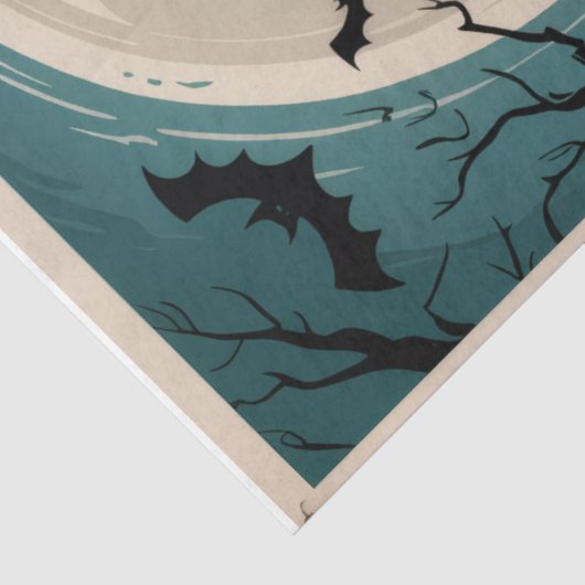 Papier Mousseline Sorcière Éffrayante d'Halloween traversant une Ple (Détail)