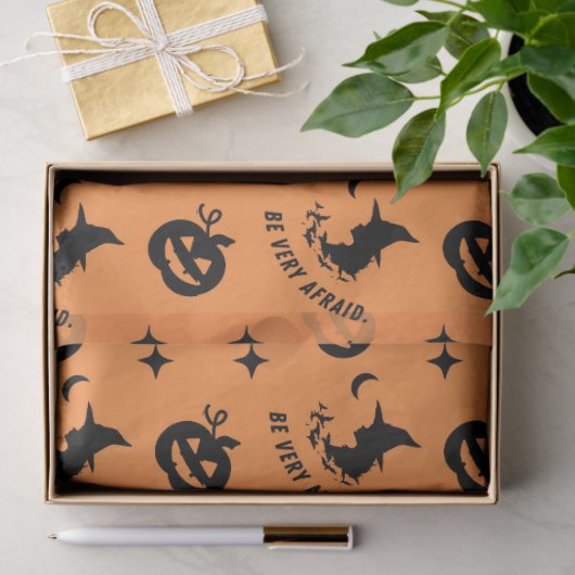 Papier Mousseline Sorcière Éffrayante orange d'Halloween (Cadeau)