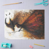 Papier Mousseline Sorcière en rouge avec chauve-souris Découpage (Artisanat)