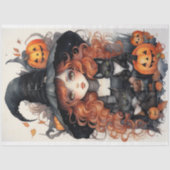 Papier Mousseline Sorcière fille 1 Halloween papier découpage (Recto)
