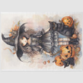 Papier Mousseline Sorcière fille 5 Halloween papier découpage (Recto)