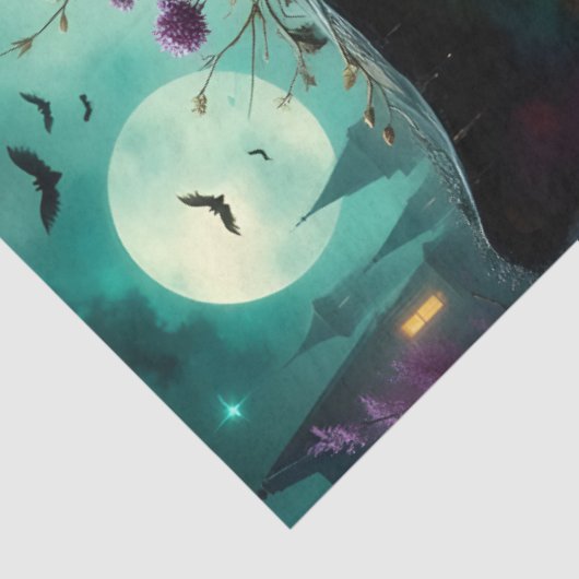 Papier Mousseline Sorcière gothique d’Halloween avec Jack-O’-Lantern (Détail)