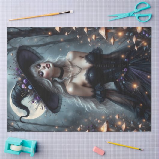 Papier Mousseline Sorcière gothique enchantée avec argent (Artisanat)