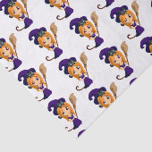 Papier Mousseline Sorcière mignonne en Casquette violet Motif Hallow (Détail)