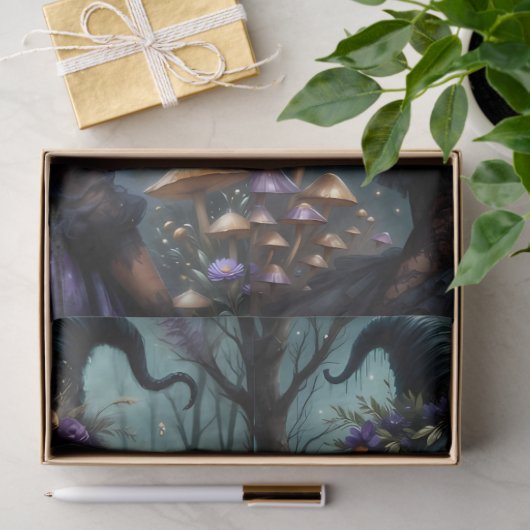 Papier Mousseline Sorcières gothiques enchantées avec champignons et (Cadeau)