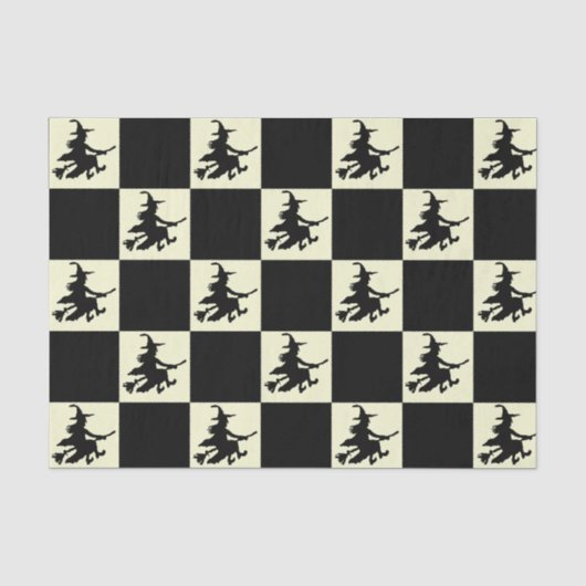 Papier Mousseline Sorcières noires à carreaux (Recto)
