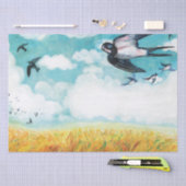 Papier Mousseline Souches volant au-dessus du ciel bleu (Artisanat)