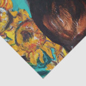 PAPIER MOUSSELINE SOUFFLE, CHAT NOIR EN TURQUOISE BLEUE (Détail)