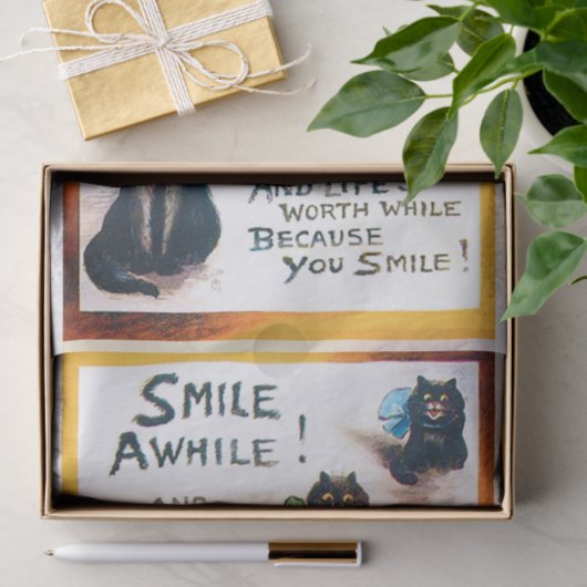 Papier Mousseline Souriez, Chat Noir, Louis Wain (Cadeau)