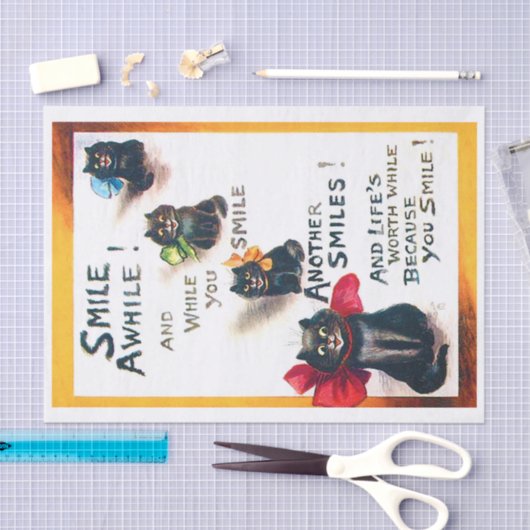 Papier Mousseline Souriez, Chat Noir, Louis Wain (Artisanat)