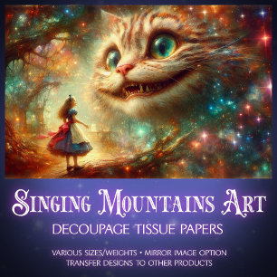 Papier Mousseline Sourire de Chat de Cheshire Fantastique dans les A