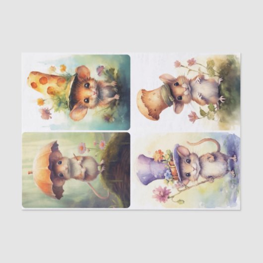 Papier Mousseline Souris avec Casquettes (Recto)