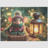 Papier Mousseline Souris de Noël Festive Lanterne Découpage (Recto)