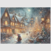 Papier Mousseline Souris de Noël Rustique Village Découpage (Recto)