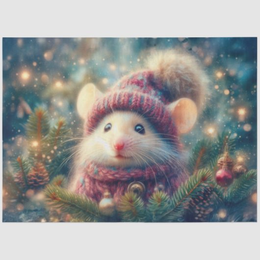 Papier Mousseline Souris de vacances rustique en Découpage Casquette (Recto)