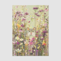 Souris des champs dans prairie de fleurs sauvages 