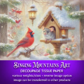 Papier Mousseline Souris d'hiver confortable Cardinal Winter Forest