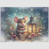 Papier Mousseline Souris et lanterne de vacances rustiques en bois (Recto)