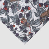 Papier Mousseline Souris et mûres sur blanc (Détail)