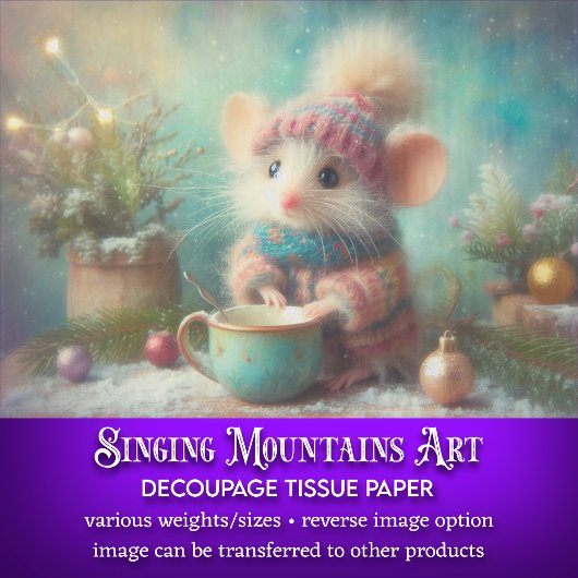 Papier Mousseline Souris Festive en Casquette de vacances avec Décou