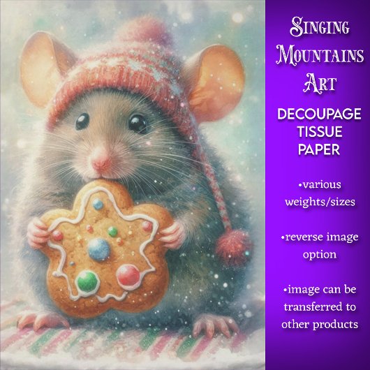 Papier Mousseline Souris mignonne en Casquette festif avec Découpage