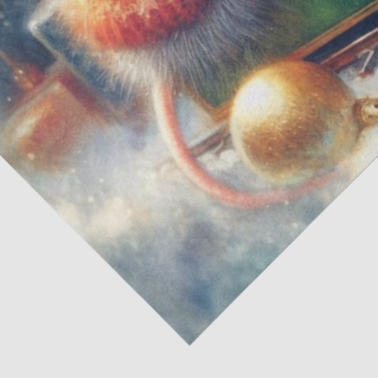 Papier Mousseline Souris Whimsical Riding Toy Train Festif Découpage (Détail)