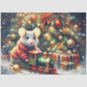 Papier Mousseline Souris Whimsical Riding Toy Train Festif Découpage (Recto)