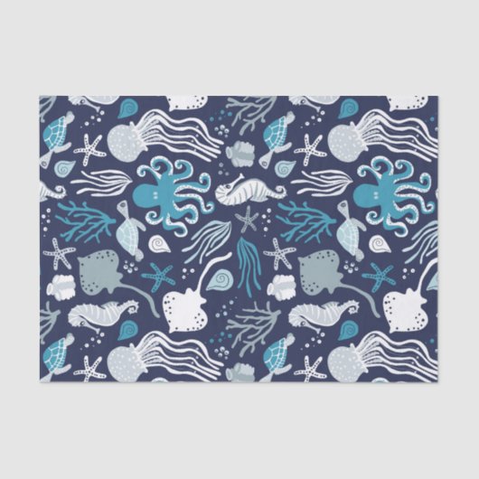 Papier Mousseline Sous la mer (Recto)