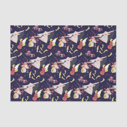 Papier Mousseline Sous la mer Marine Animals Chanson de musique (Recto)