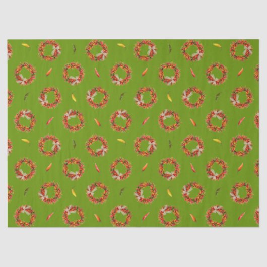 Papier Mousseline Southwest Chile Ristra Wreaths and Peppers Pattern (Recto)