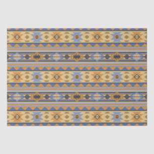 Papier Mousseline Southwest Design Gold Blue Grey Tribal Motif