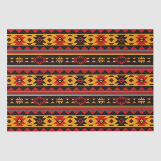Papier Mousseline Southwest Design Red Black Gold Tribal Motif (Recto)