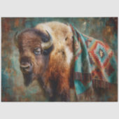 Papier Mousseline Southwest Turquoise Bison Portrait (Recto)
