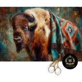 Papier Mousseline Southwest Turquoise Bison Portrait