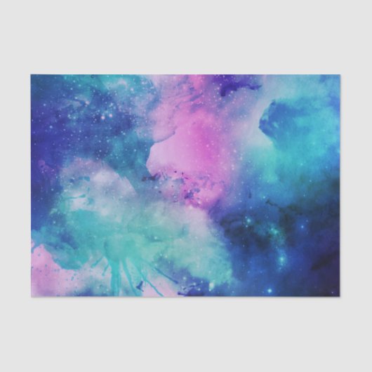 Papier Mousseline Space Blue Rose Aquarelle Star Nebula Univers (Recto)
