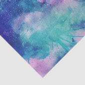 Papier Mousseline Space Blue Rose Aquarelle Star Nebula Univers (Détail)