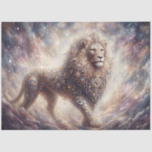 Papier Mousseline Sparkling Celestial Lion Spirit Decoupage (Recto)