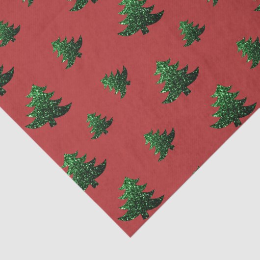 Papier Mousseline Sparkly sapin vert étincelle rouge motif (Détail)