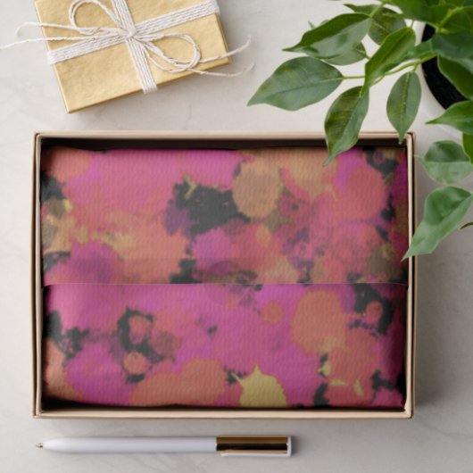 Papier Mousseline Spatters rose et or (Cadeau)
