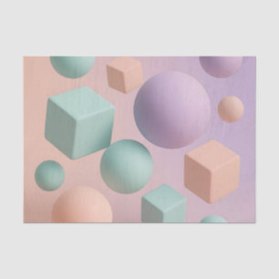 Papier Mousseline Sphères Géométriques Pastel Cubes