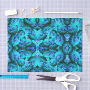 Papier Mousseline Sphères turquoise et bleues en optique 3D